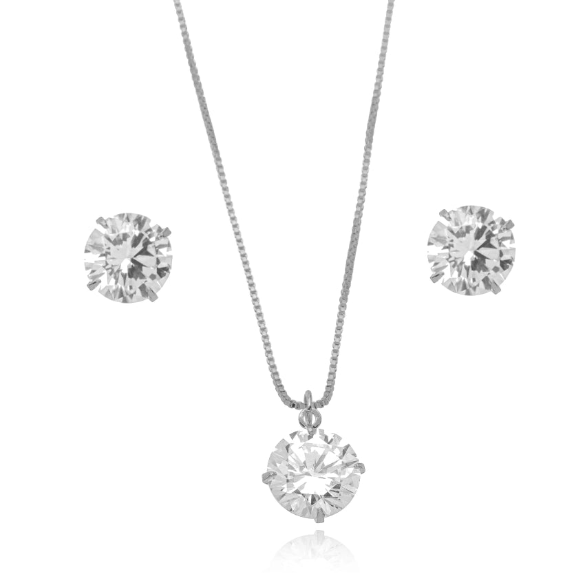 Conjunto Luna Lumière — Colar e Brincos com Zircônia